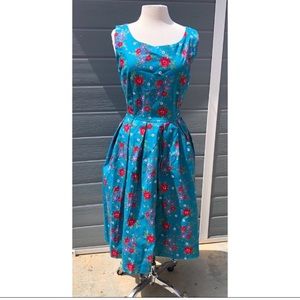 Lindy Bop blue, floral dress